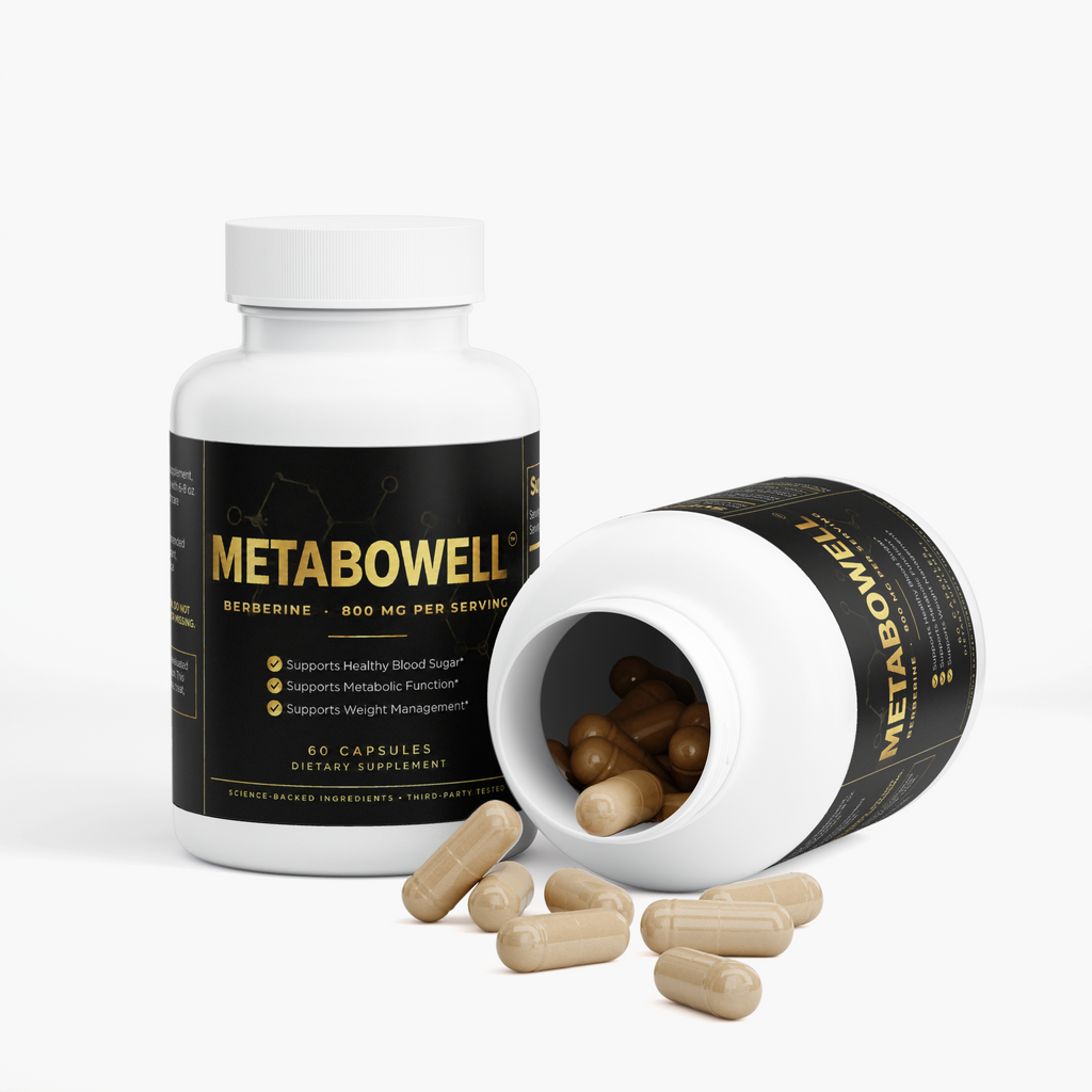 MetaboWell Berberine Capsules bottle, label view