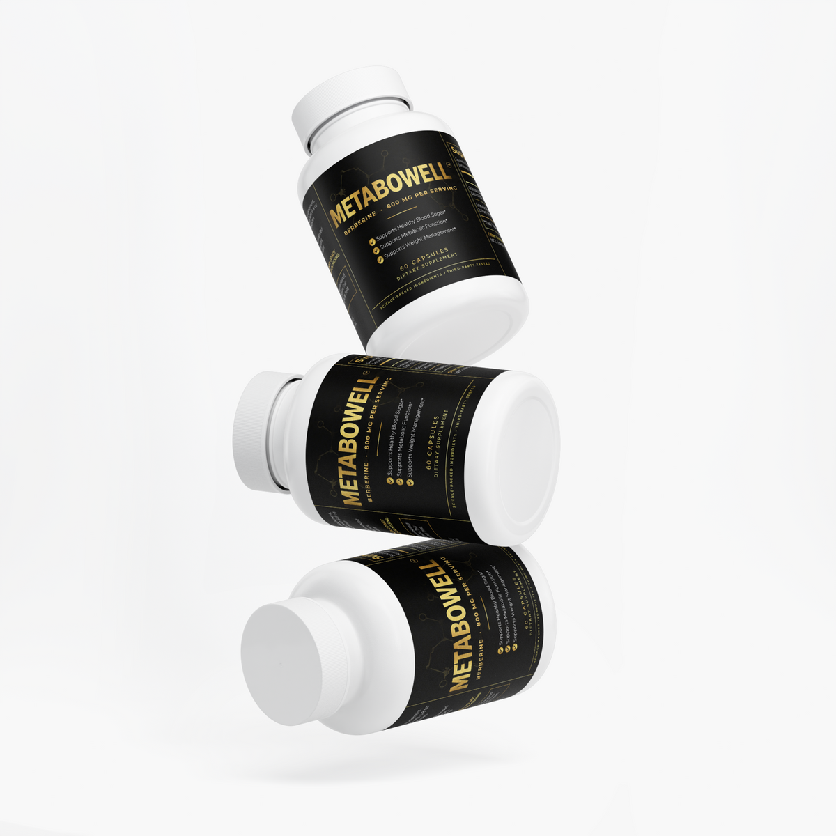 MetaboWell Berberine Capsules bottle, lifestyle view